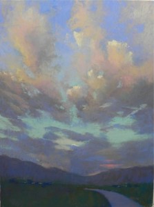 Taos Sunset #3, 24 x 18, Wallis Museum board