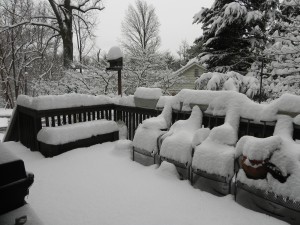 Our back porch. This is a color photo!