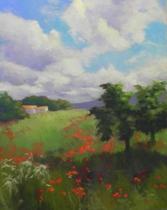 Poppy Field, 20 x 16, Pastelbord