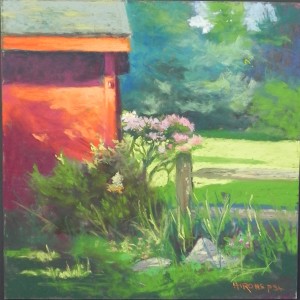 Garden with Late Day Shadows, 12 x 12, Fisher 