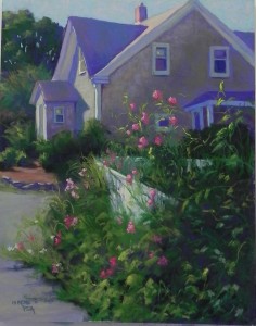 House with Sweet Peas, 20 x 16, UART 500