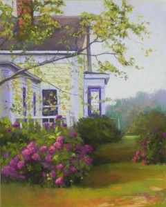 House with Purple Hydrangea, 20 x 16, UART 500