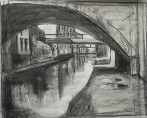 Compositional study, charcoal and white pastel