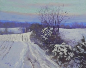 Farm Road in Snow, 16 x 20, pastelbord