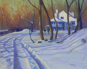 Great Falls Tavern in Winter, 16 x 20, Pastelbord