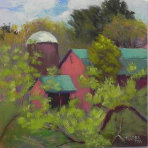 Red Barn, Boyds, 12 x 12 Pastelbord