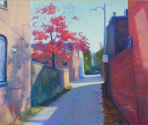 Alley with Red Dogwood, 20 x 24, UART 400