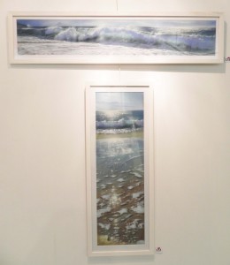 Two paintings of surf by Nicole Guion-Stamatakis