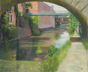 Georgetown Canal in Summer, 20" x 24", Pastel Premiere white