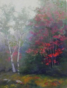 Red Emerging, 16" x 12", mounted Pastel Premiere