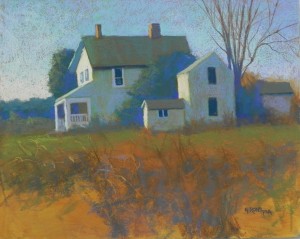 Twilight Farm, 16 x 20, resurfaced Pastelbord