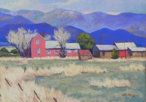 New Mexico Farm, 14" x 19", Pastelmat brown