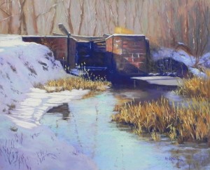 Lock and Snow, Great Falls, 20" x 24", Pastel Premiere Italian Clay