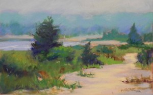 Foggy Day Beach, 4" x 6", pastelmat