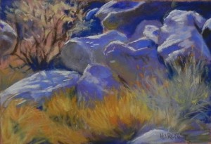 Sunlit Rocks, 4" x 6", Pastelmat