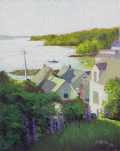 Rooftops and Lupines (Stonington, ME), 20" x 16", UART 320